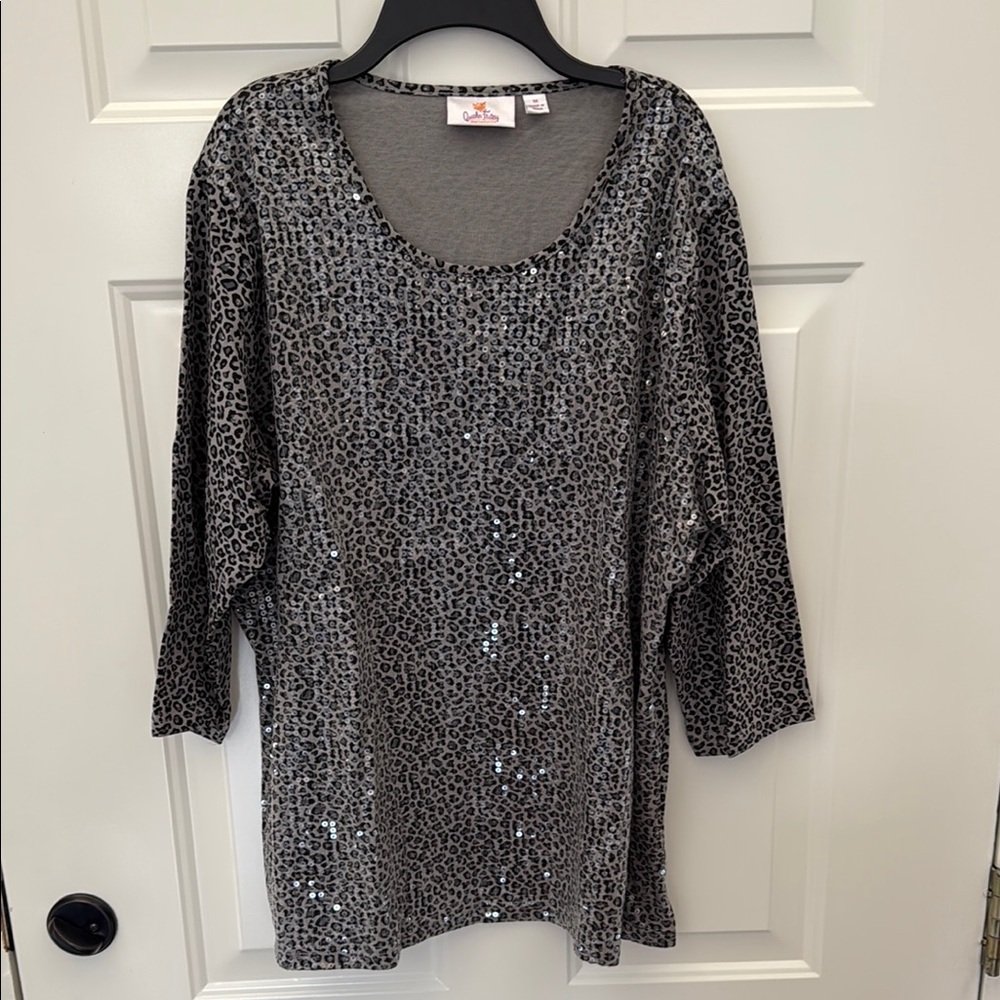 Leopard Print Sequin Top